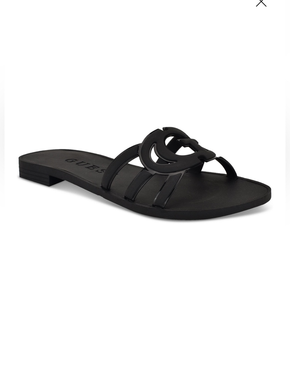 GUESS Black Logo Toe-Ring Jelly Slide Sandal